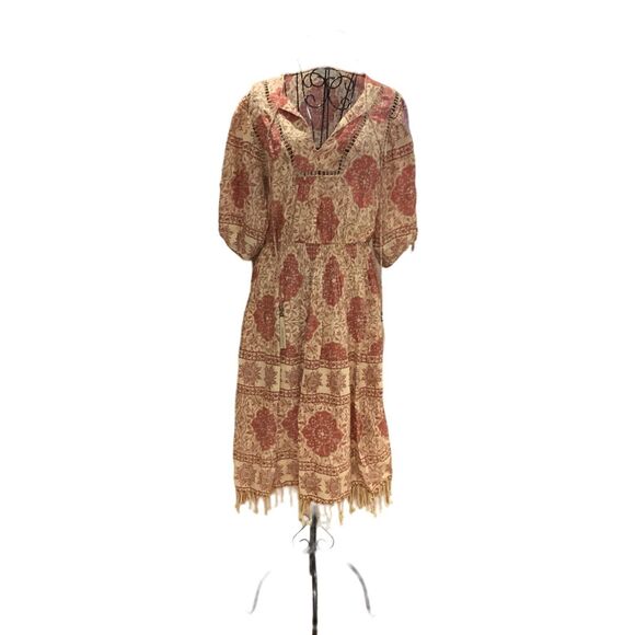 ZIMMERMANN Tulsi Border Day Dress Beige/Red Size 4
